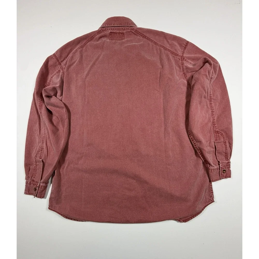 Vintage 90s Levis Denim Shirt Mens Medium Red Faded Washed Button Up Workwear